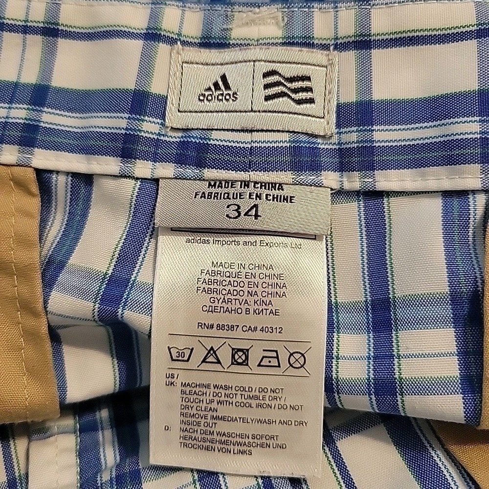 Adidas Golf Shorts‎ Men 34 Blue White Checked Bermuda Pockets Stretch - Picture 5 of 10